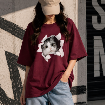 Premium Drop Shoulder T-Shirt for Women |Trendy Print Oversized Tee | Summer Friendly Maroon